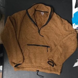 No Boundaries Tan Sherpa Pullover